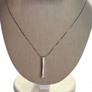 Erin Engraved Silver Bar Pendant Necklace with Chain Modern Minimalist